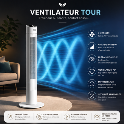 Ventilateur Tour Oscillant Silencieux