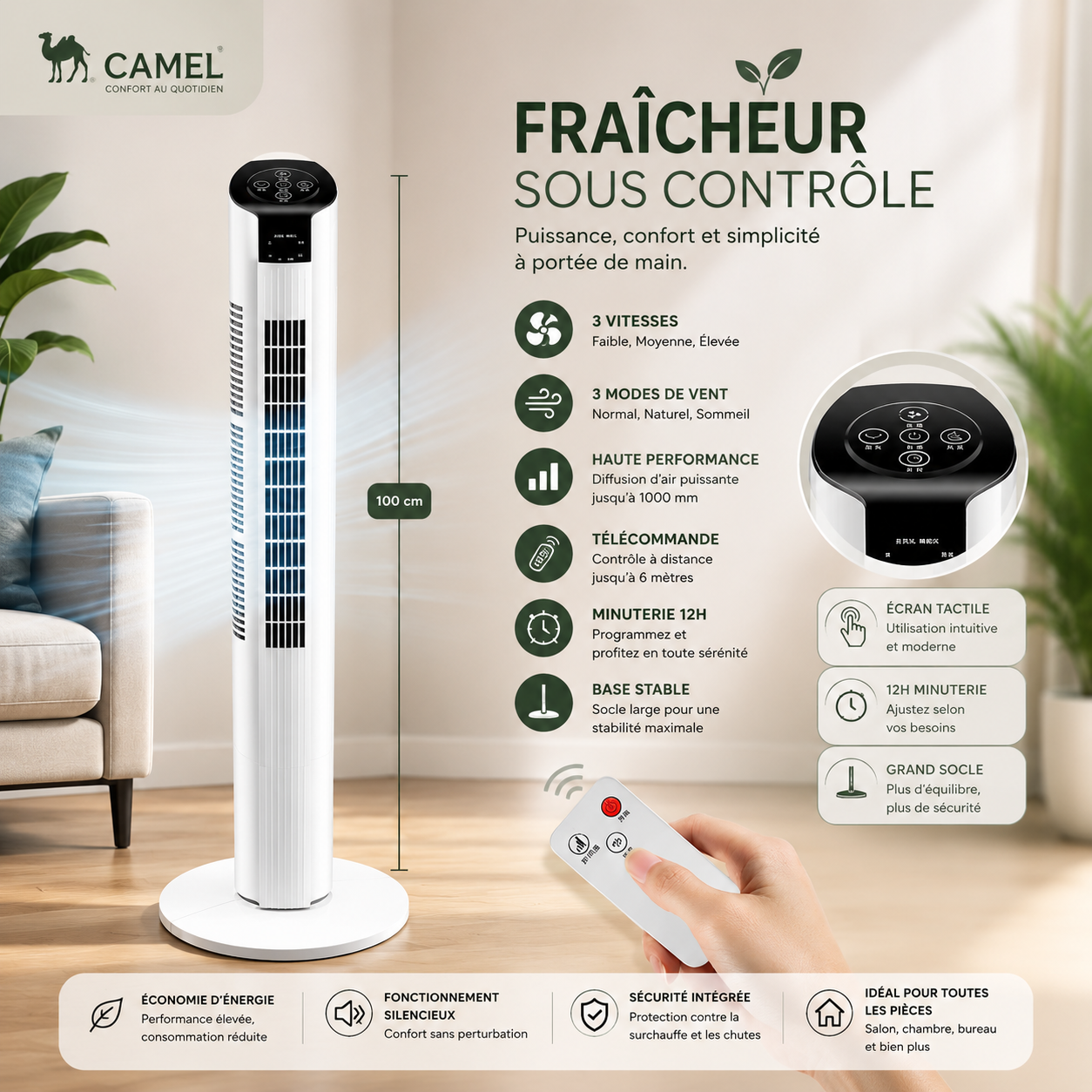 Ventilateur Tour Oscillant Silencieux