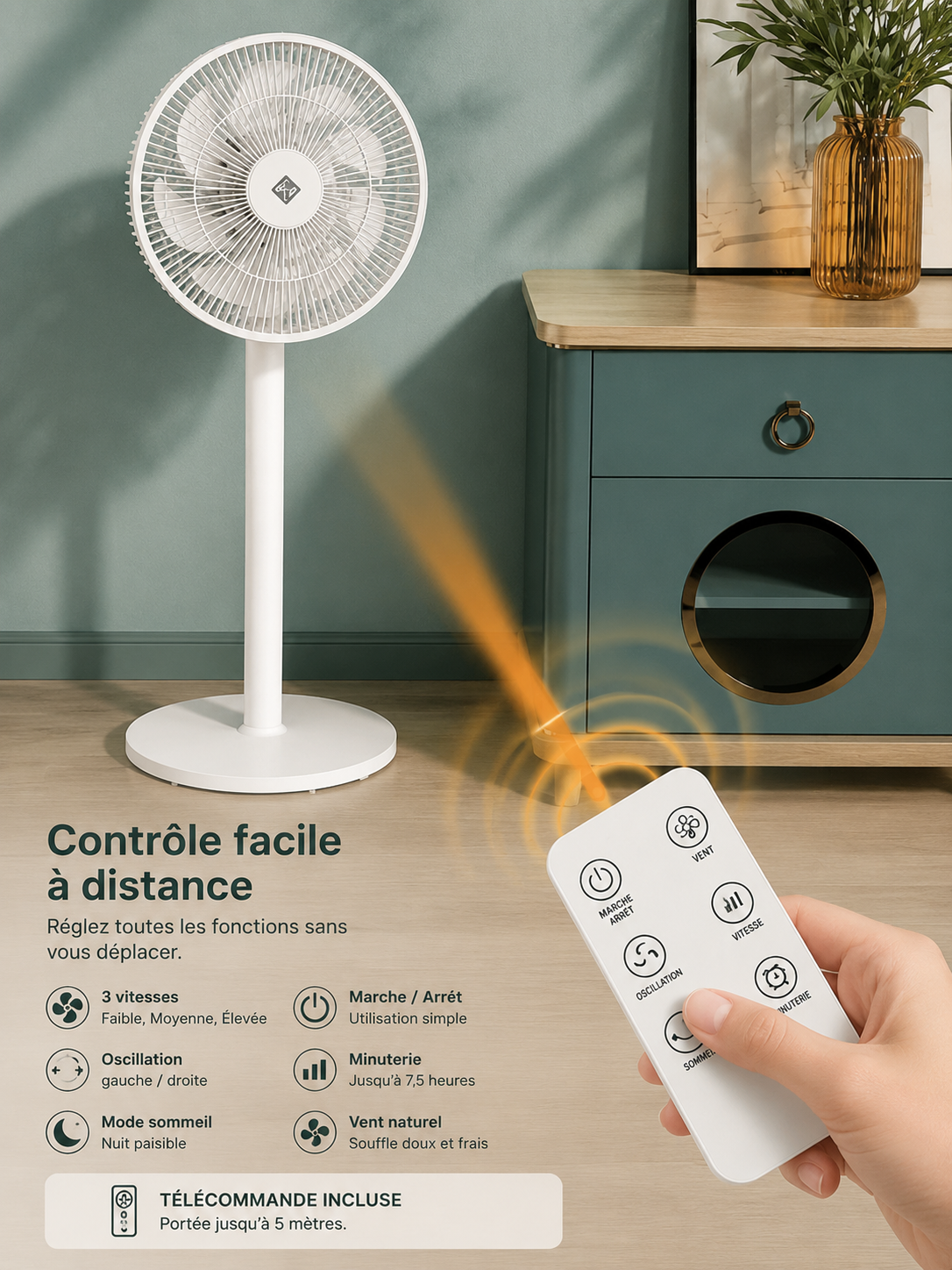 Ventilateur sur Pied 12" – Silencieux & Réglable