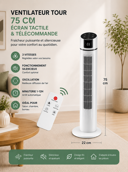 Ventilateur Tour Oscillant Silencieux