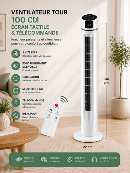 Ventilateur Tour Oscillant Silencieux