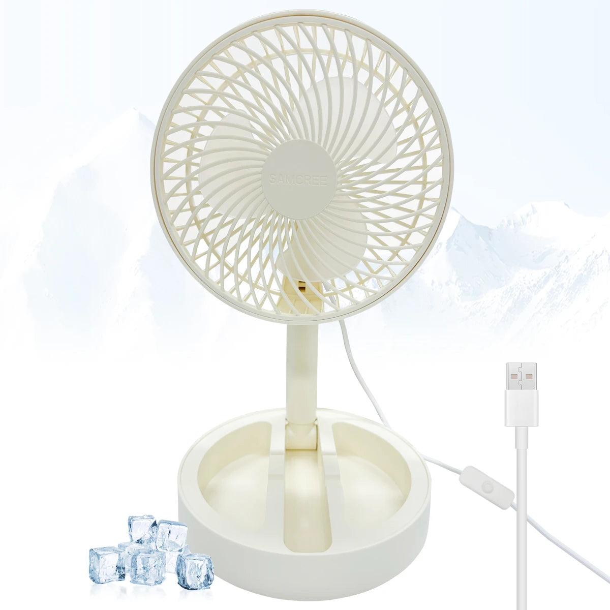 USB Direct Plug-In Small Fan Portable Cooling Fan Household Foldable Desktop Air Circulator for Indoor Outdoor